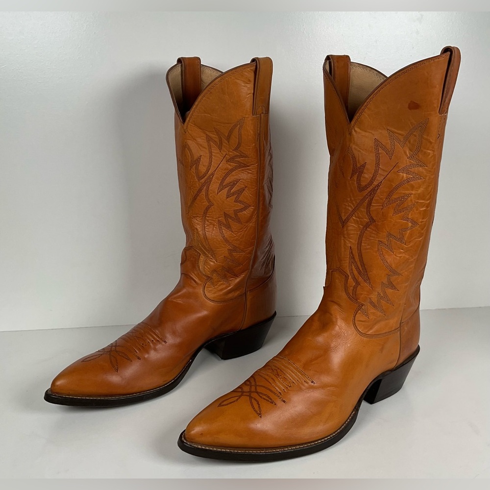 Vintage Justin Calfskin Cowboy Boots | Butterscotch | USA Made | Men’s 10.5 D